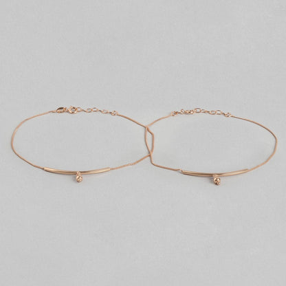 Rose Gold Plated 925 Sterling Silver Drop Chained Anklet
