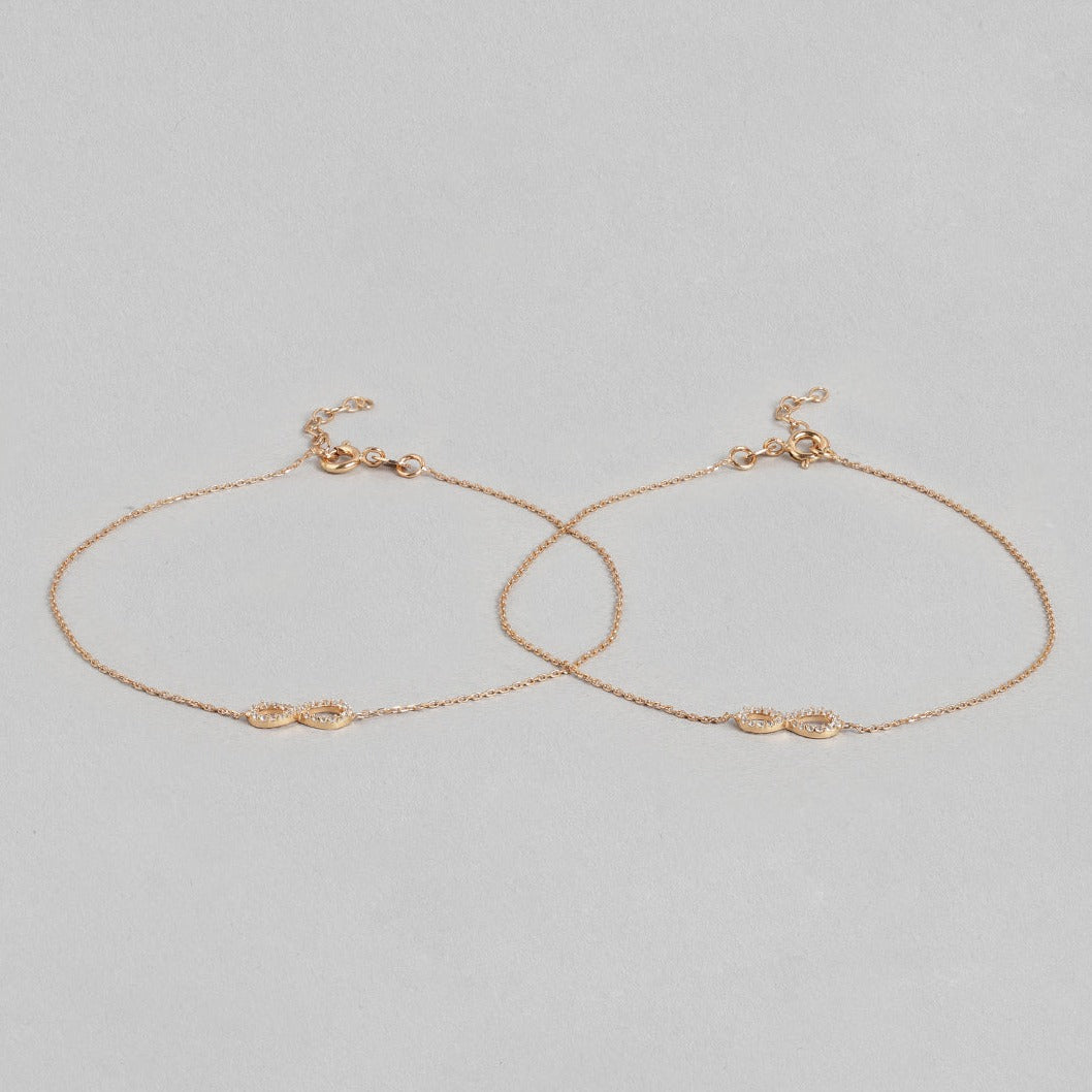 Infinity Rose Gold Plated CZ 925 Sterling Silver Anklet