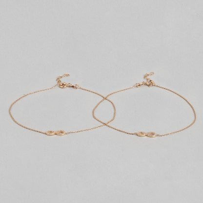Infinity Rose Gold Plated CZ 925 Sterling Silver Anklet