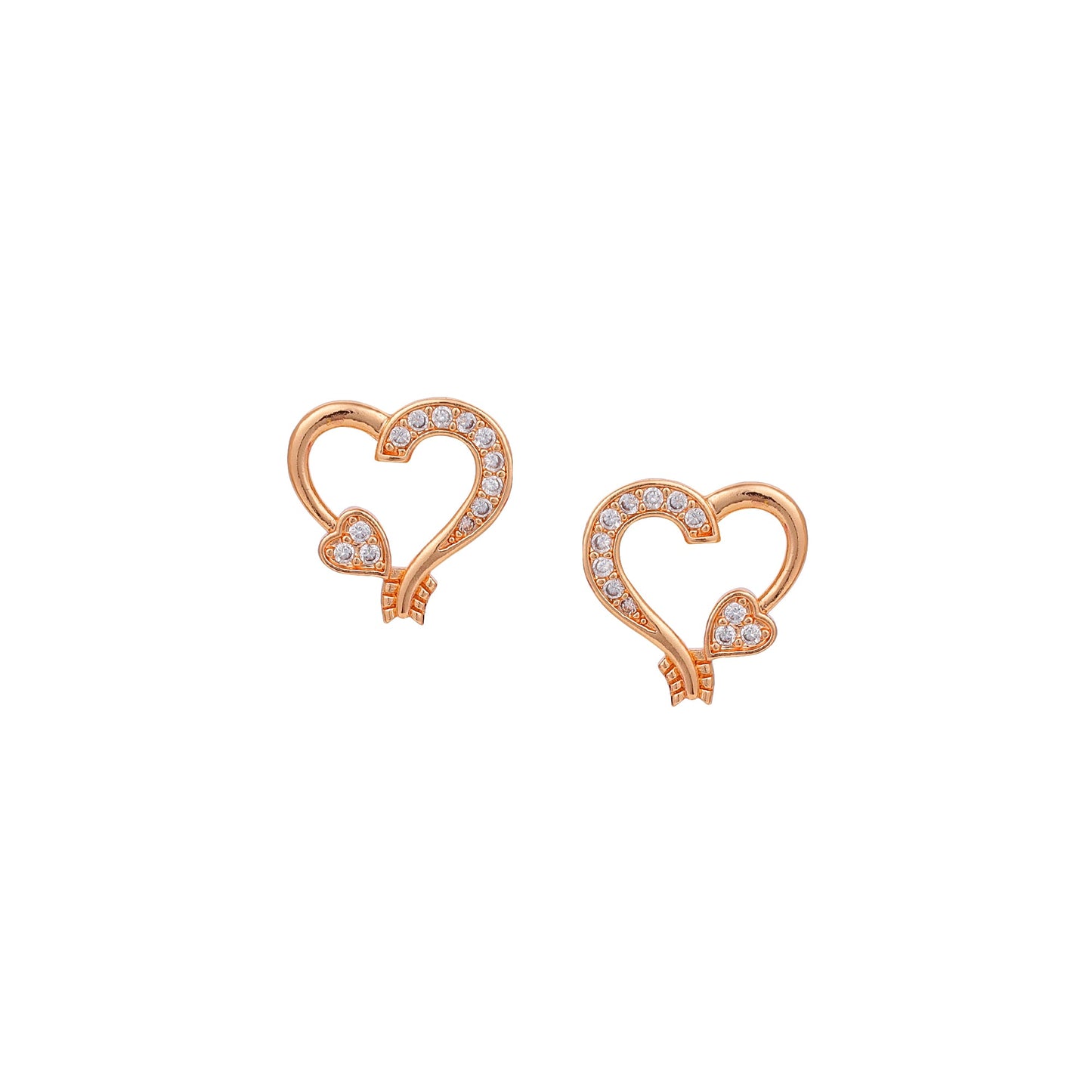 Rose Gold-Plated Heart shape pendant Set with American diamond  for Women & Girls