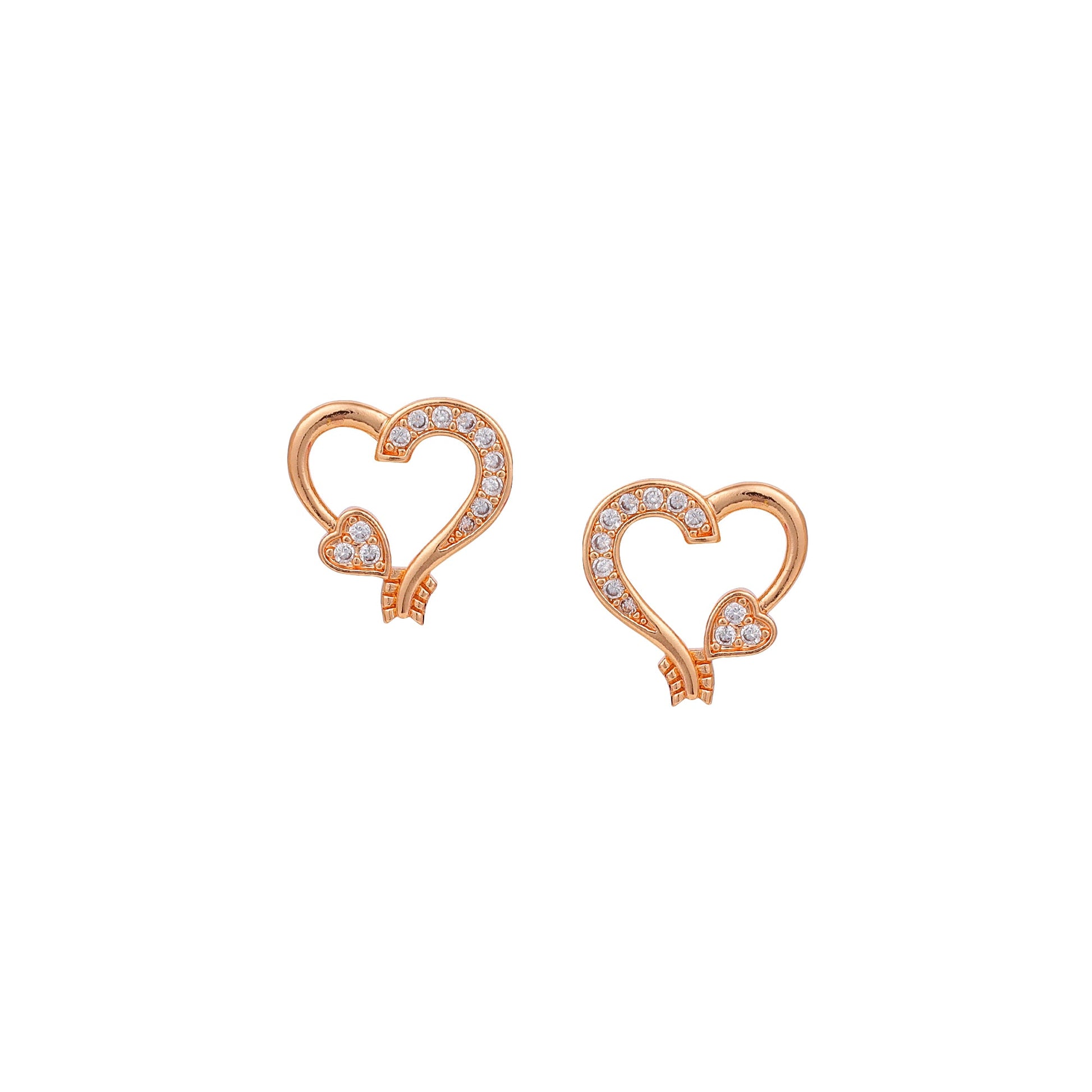 Rose Gold-Plated Heart shape pendant Set with American diamond  for Women & Girls