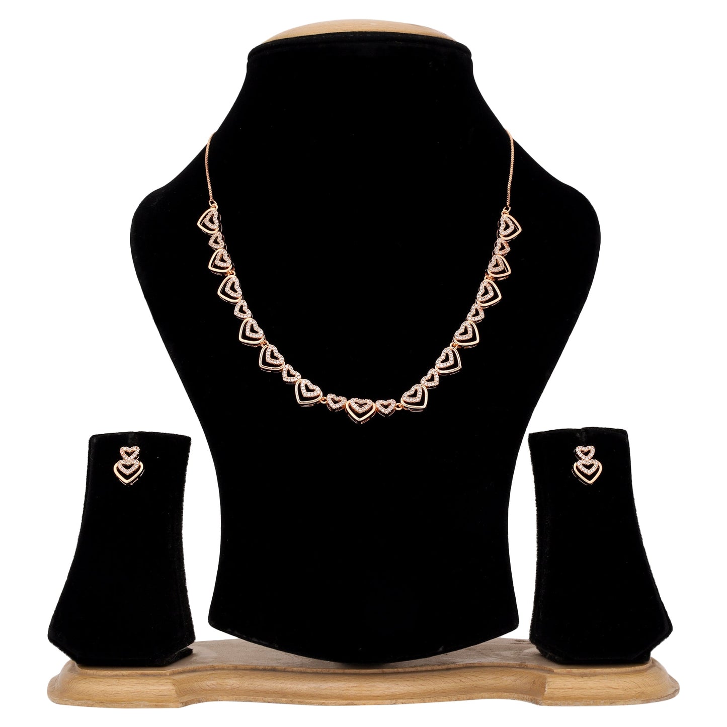 Rose Gold Plated AD Stone Necklace And Pair Of Earrings for Women