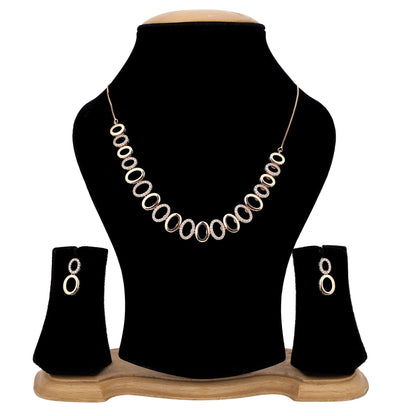 Rose Gold Sleek Oval Statement Necklace Set