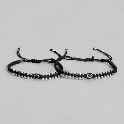 Mystic Ward Evil Eye Rhodium Plated 925 Sterling Silver Thread Anklet