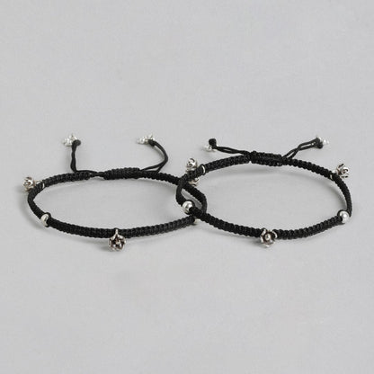 Floral Elegance 925 Sterling Silver Rhodium-Plated Anklet