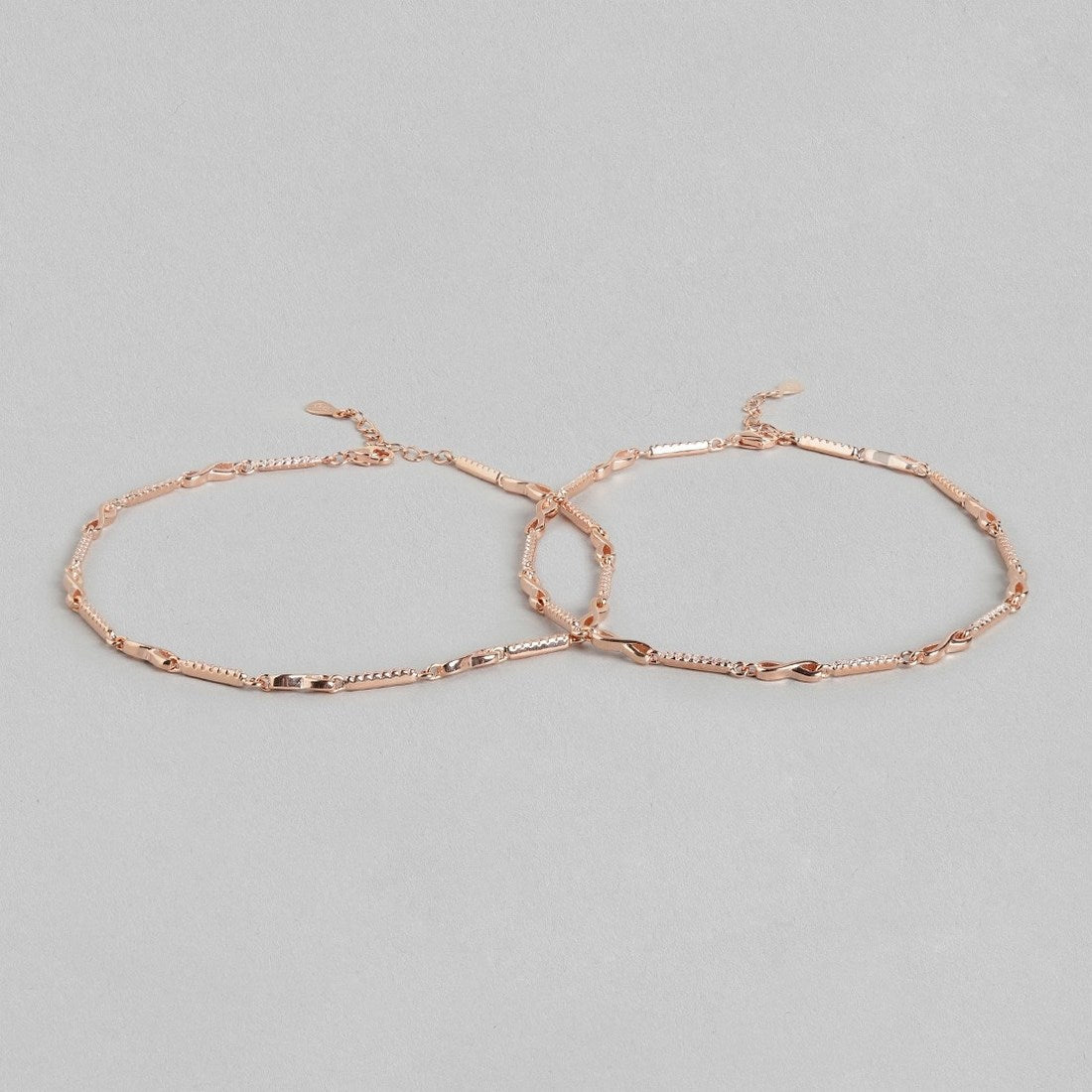 Infinity Cubic Zirconia Rose Gold Plated 925 Sterling Silver Anklet