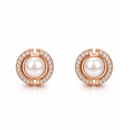 Rose Gold Pearl Stud Earrings