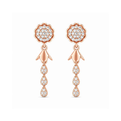 Rose Gold Round Floral Jhumki Drop Earrings