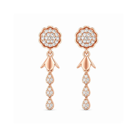 Rose Gold Round Floral Jhumki Drop Earrings