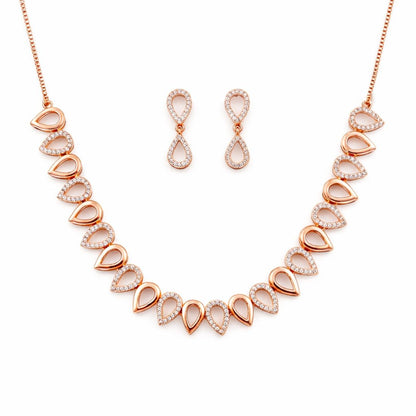 Rose Gold Plated Teardrop Necklace Set