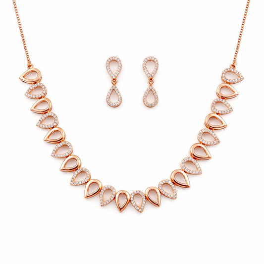 Rose Gold Plated Teardrop Necklace Set