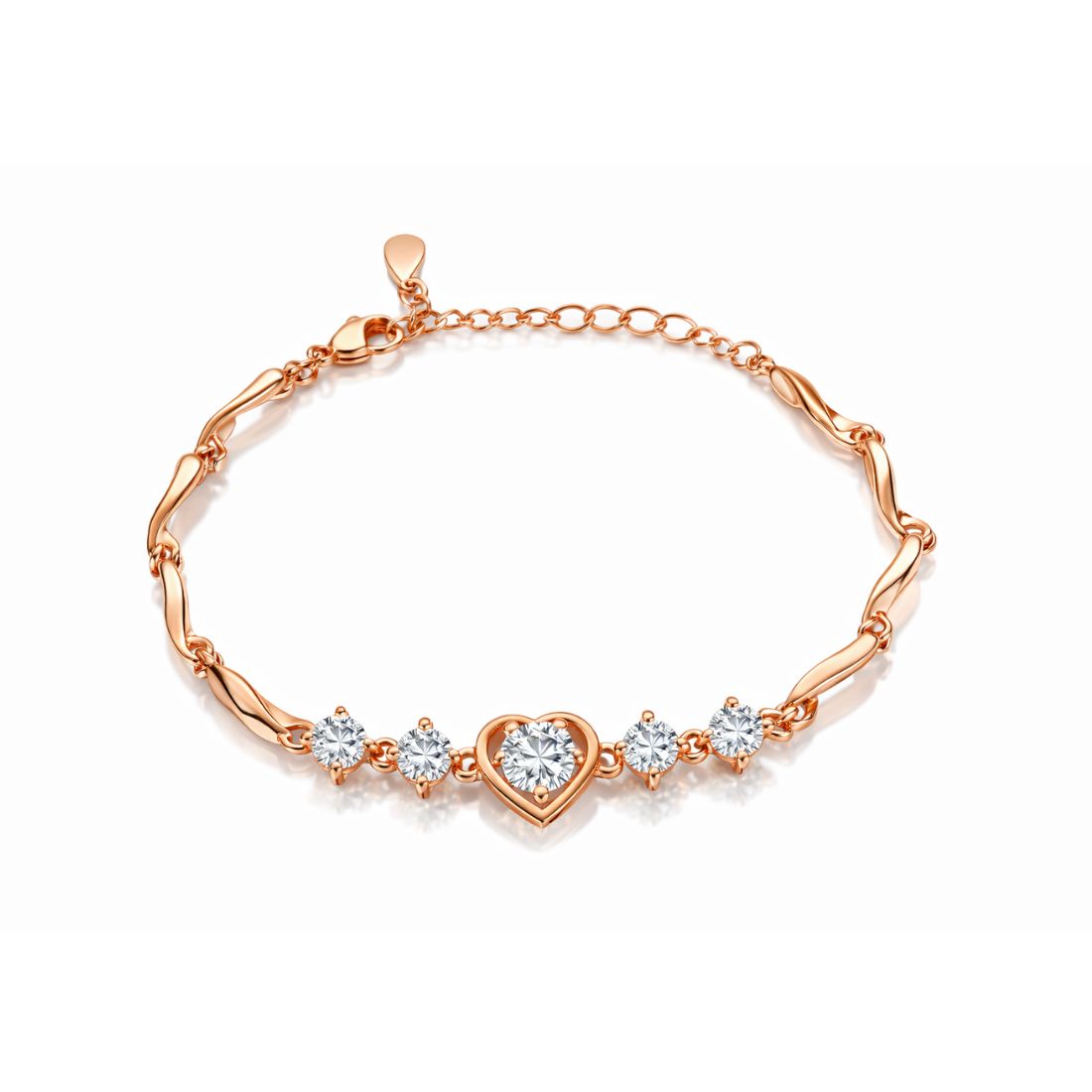 Rose Gold Plated Heart Bracelet For Women And Girls