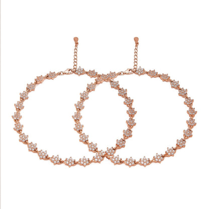 Starry Elegance Rose Gold-Plated 925 Sterling Silver Anklet