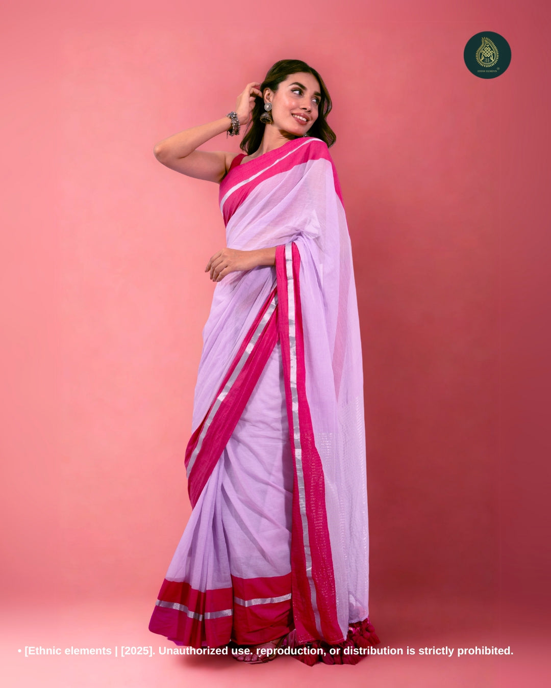 Mul Cotton Saree with Contrast Border Zari Aura - Dewy Lilac