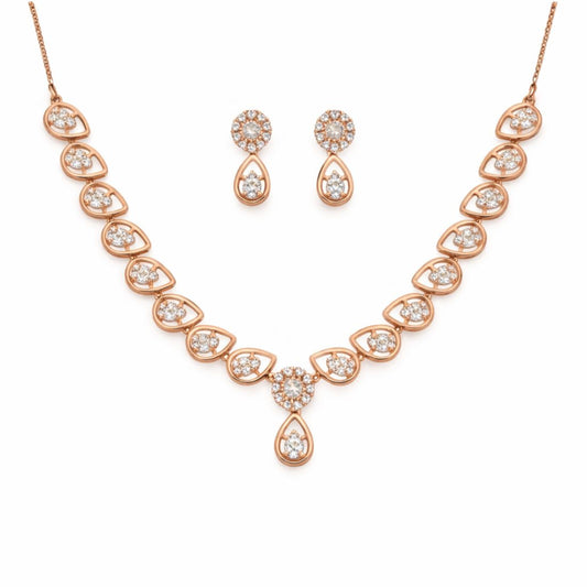 Rose Gold Plated Necklace With Matching Earrings
