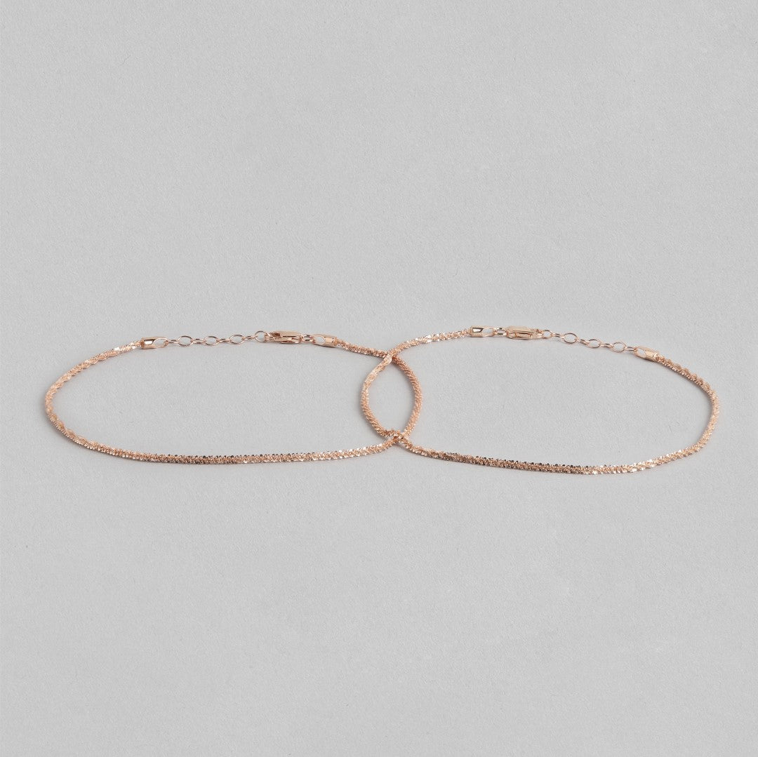 Sparkling Rose Gold Plated 925 Sterling Silver Chain Anklets