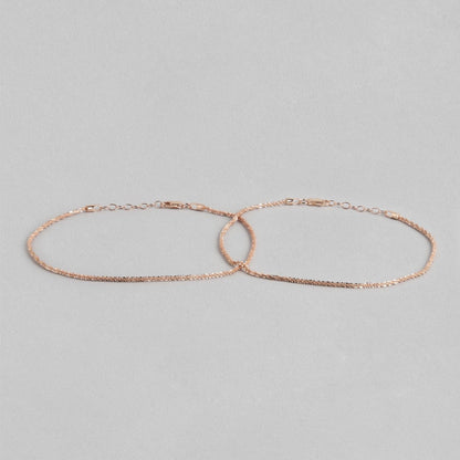 Sparkling Rose Gold Plated 925 Sterling Silver Chain Anklets