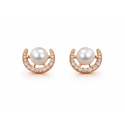 Rose Gold  Pearl Stud Earrings