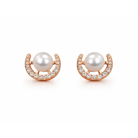 Rose Gold  Pearl Stud Earrings