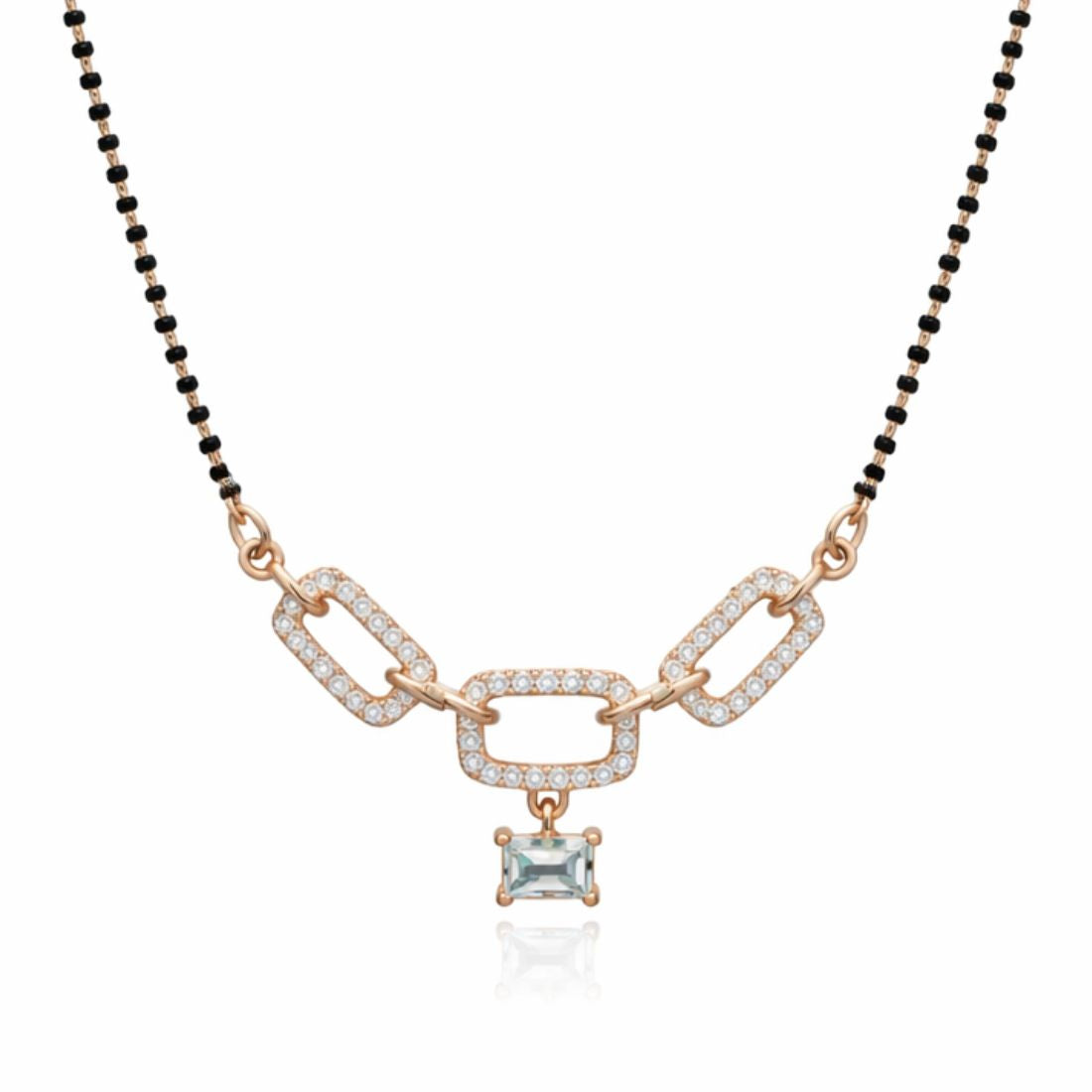 Rose Gold Mangalsutra With Black Bead Chain