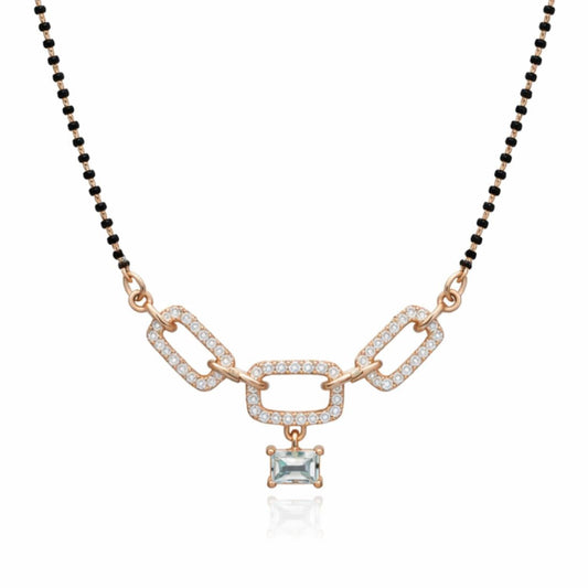 Rose Gold Mangalsutra With Black Bead Chain