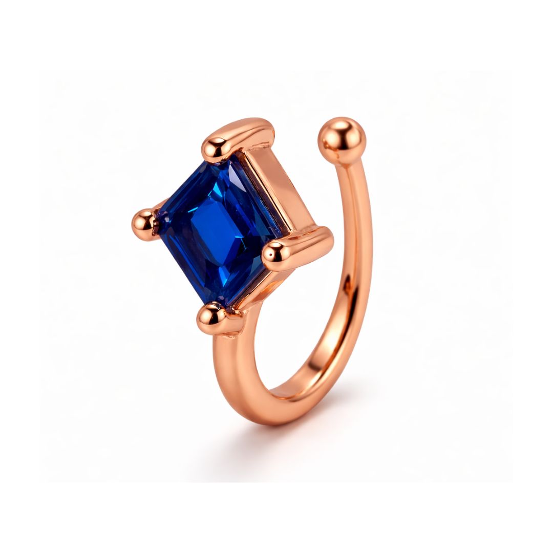 Rose Gold Blue Stone Non-Piercing Nose Pin