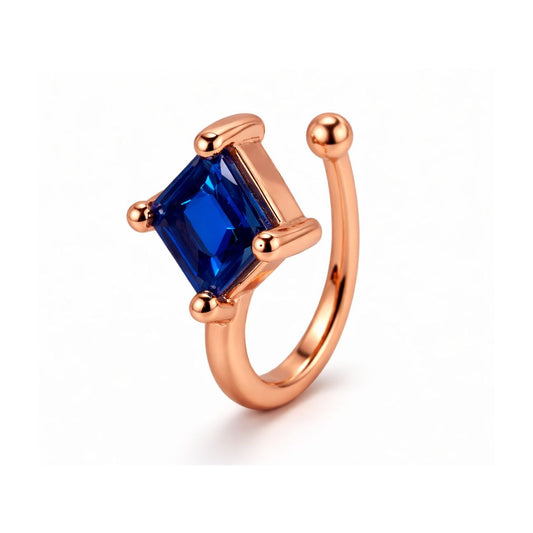 Rose Gold Blue Stone Non-Piercing Nose Pin