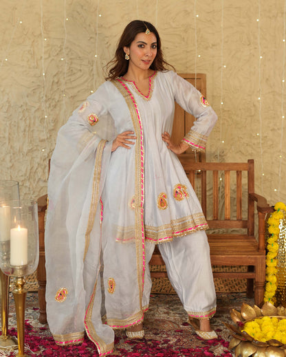 Vaani Light Blue Solid Chanderi Suit Set