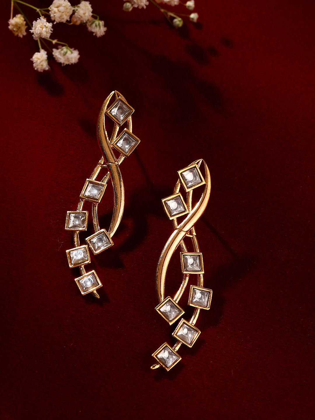 Priyaasi Elegance AD Gold Plating Statement Drop Earrings
