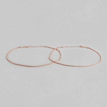 Adorable Weave Chain 925 Sterling Silver Anklet in Rose Gold
