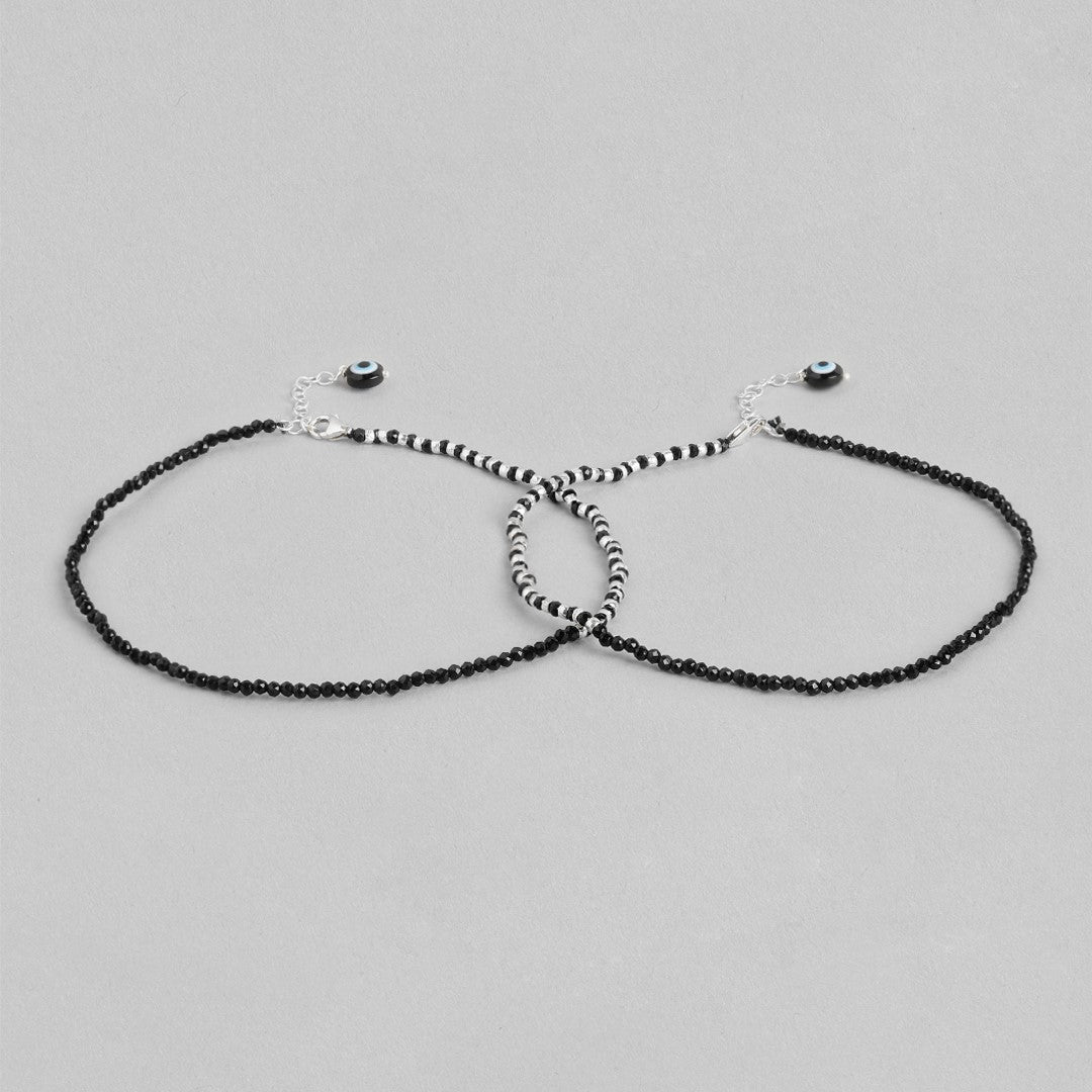 Minimal Evil Eye 925 Sterling Silver Anklet