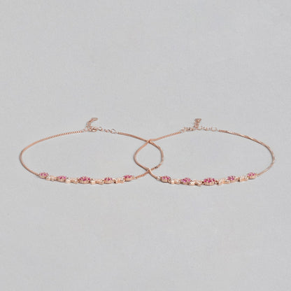 Radiant Links Rose Gold Plated 925 Sterling Silver Anklet