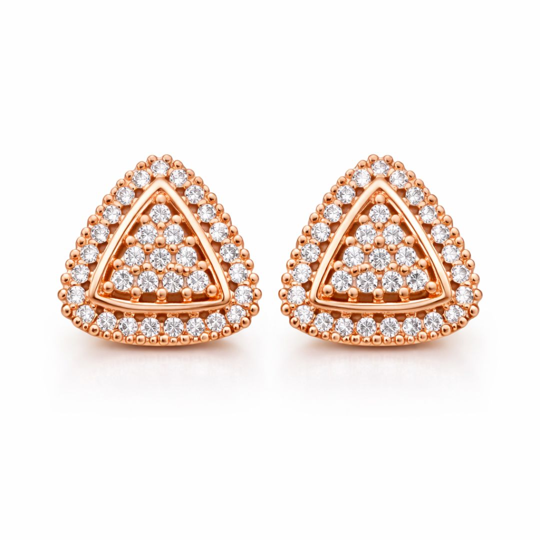 Rose Gold Triangle Stud Earrings