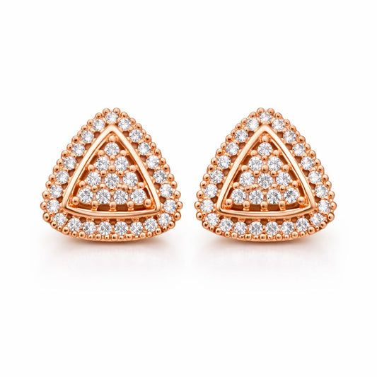 Rose Gold Triangle Stud Earrings