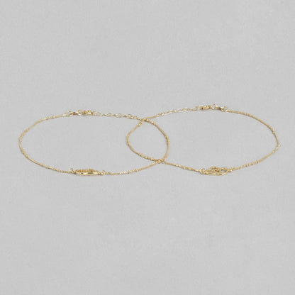 Hearts in Harmony Gold-Plated 925 Sterling Silver Dual Hearts Anklet