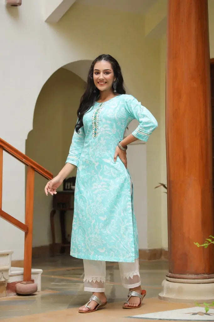 Gotta Patti Pure Cotton Straight Kurta