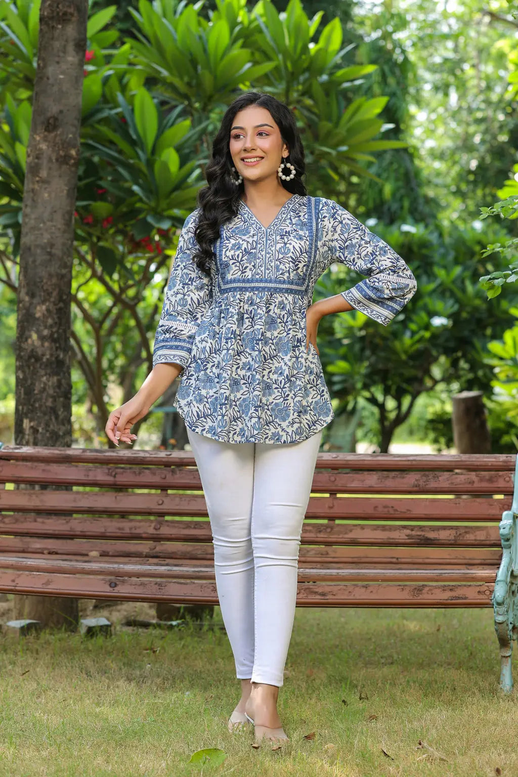 blue floral top online