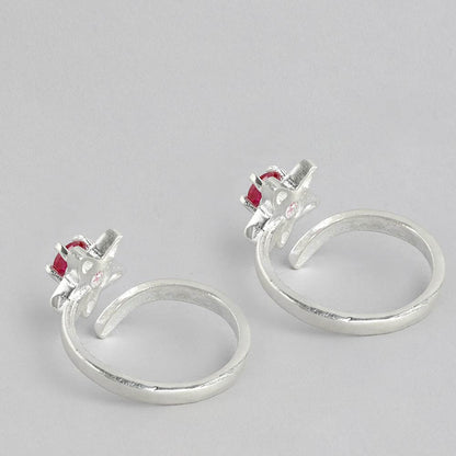 92.5 Sterling Silver Pink stone Toe ring