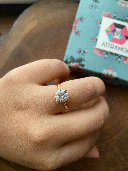 2 Carat Classic Round Solitaire Daily Wear Ring - Attrangi