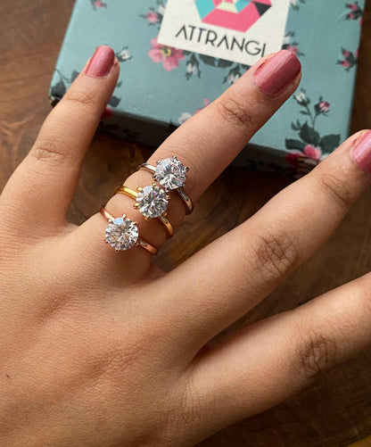 2 Carat Classic Round Solitaire Daily Wear Ring - Attrangi