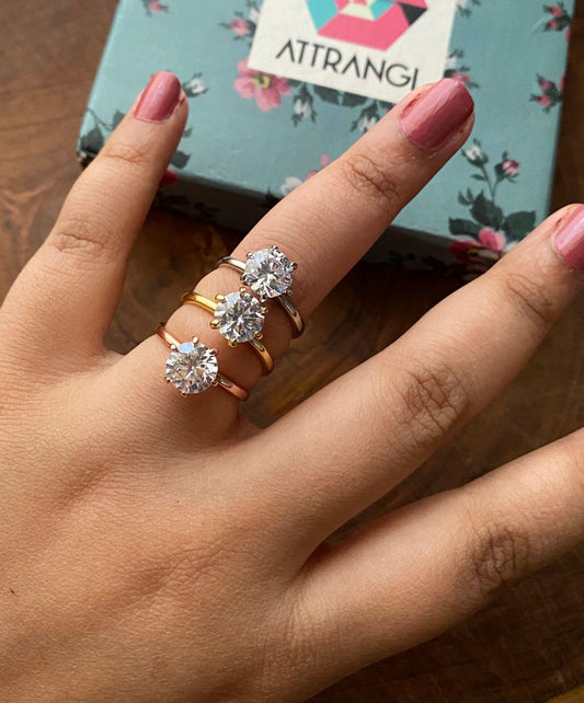 2 Carat Classic Round Solitaire Daily Wear Ring - Attrangi