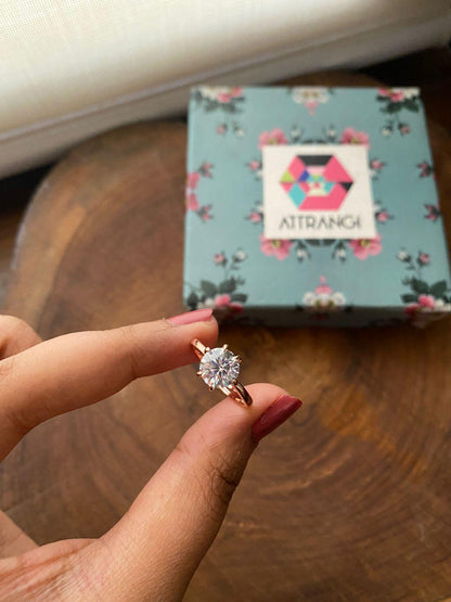 2 Carat Classic Round Solitaire Daily Wear Ring - Attrangi