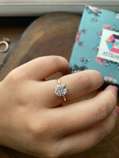 2 Carat Classic Round Solitaire Daily Wear Ring - Attrangi