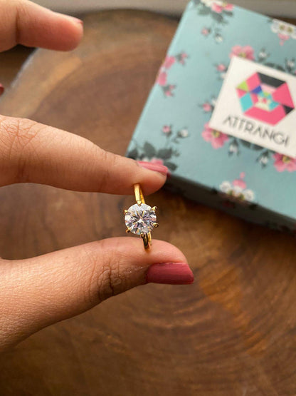 2 Carat Classic Round Solitaire Daily Wear Ring - Attrangi