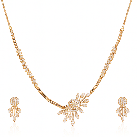 Premium Quality Rose Gold Plated Jewellery Set with AD stone | Anti Tarnish | Anti Allergy