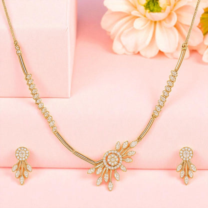 Premium Quality Rose Gold Plated Jewellery Set with AD stone | Anti Tarnish | Anti Allergy
