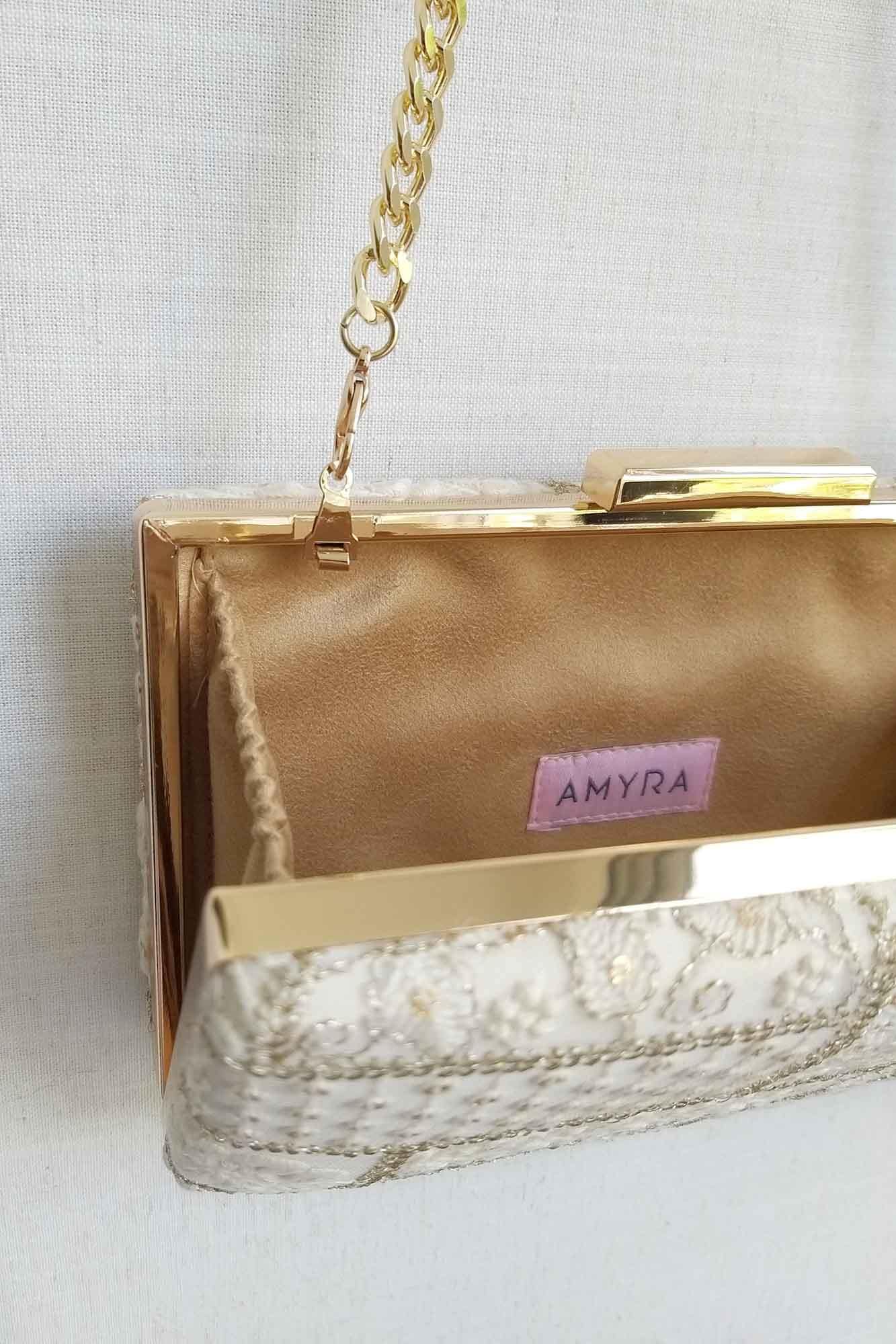 AMYRA - Mosaic Luxe Embroidered Clutch - White