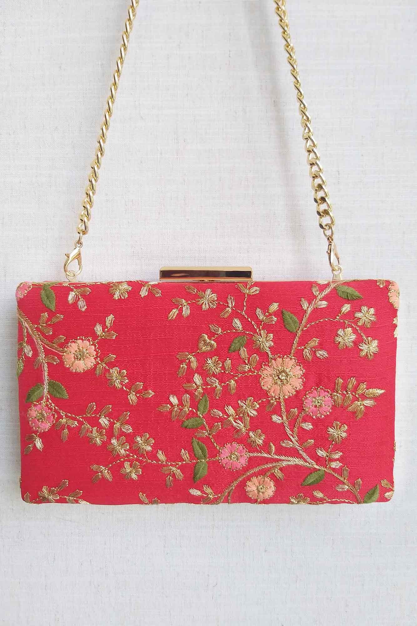 AMYRA - Floral Creeper Box Clutch - Red