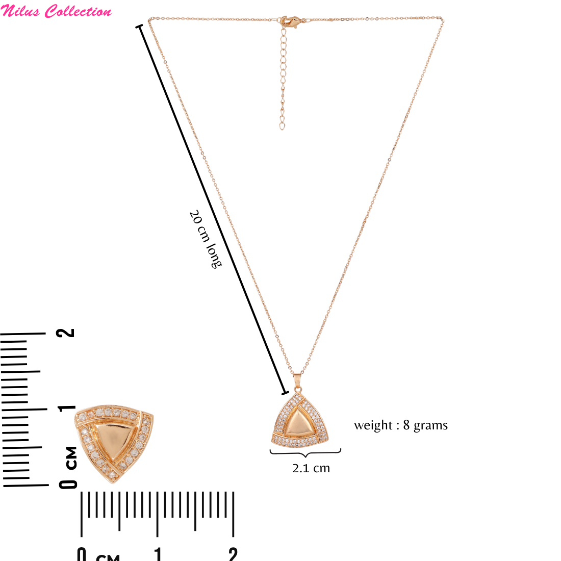 Rose Gold Plated Pendant & Stud Earrings for Women