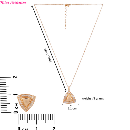 Rose Gold Plated Pendant & Stud Earrings for Women